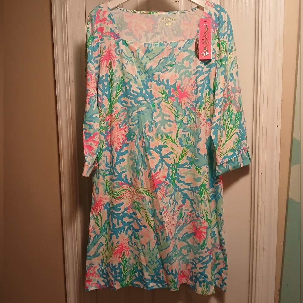 Nwt Lilly Pullitzer Bailee Cotton Colorful Floral Women's Dress Sz.XL